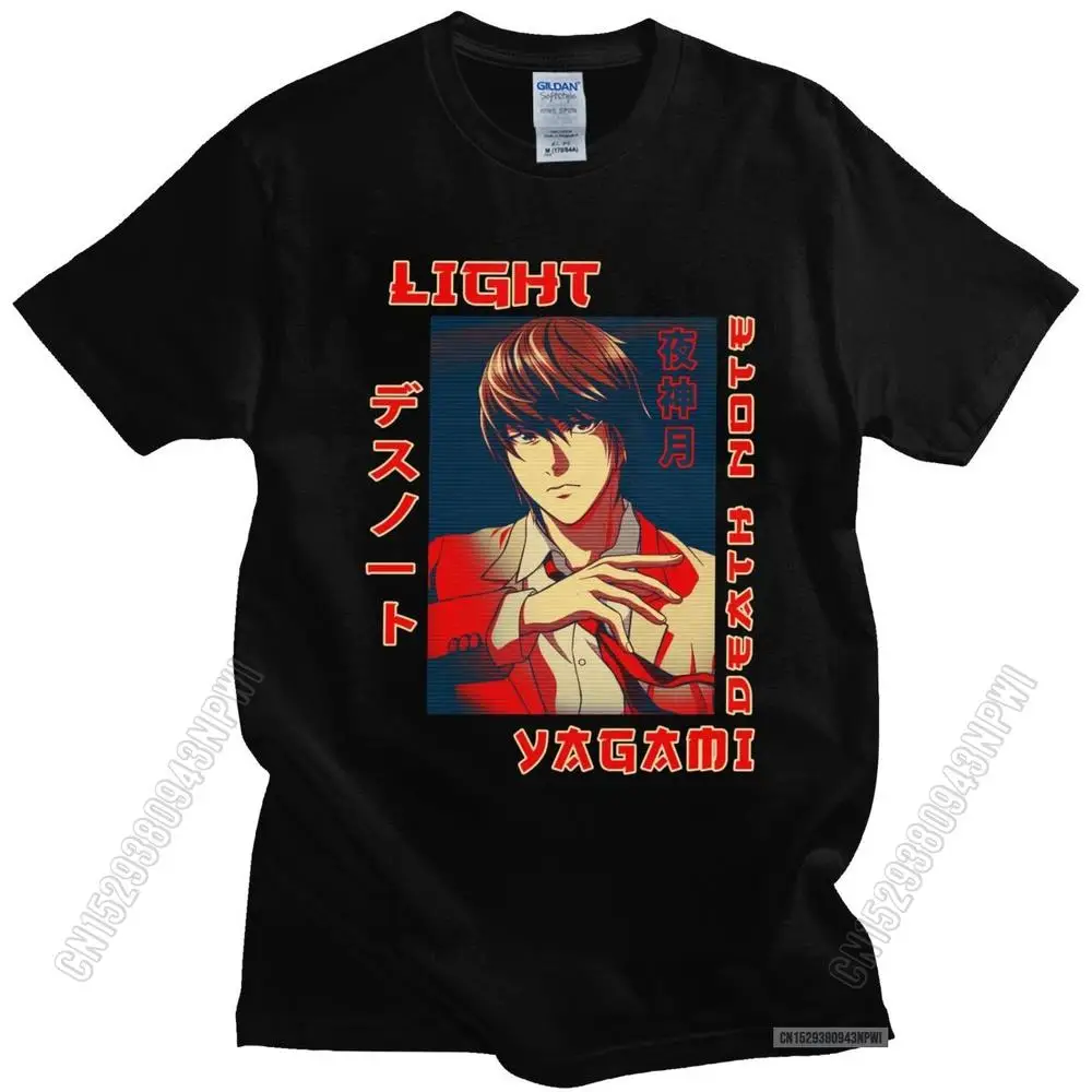 Stylish Mens Light Yagami Death Note T-Shirts Fashion Cotton Tshirt Graphic T-Shirt Manga Anime Tee Tops Apparel Merch