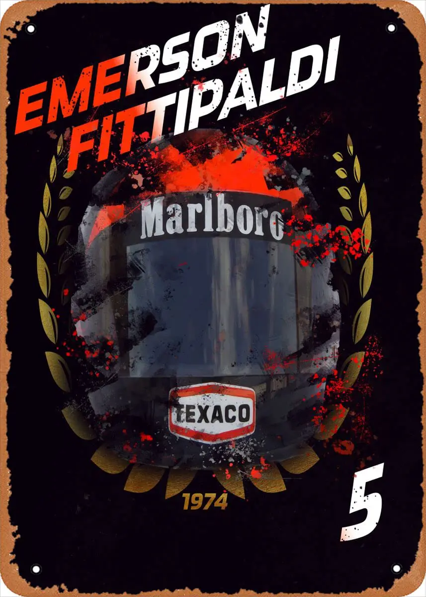 Emerson Fittipaldi 1974 металлический жестяной знак 8x12 в F1 легенды ВИНТАЖНЫЙ ПЛАКАТ мужская