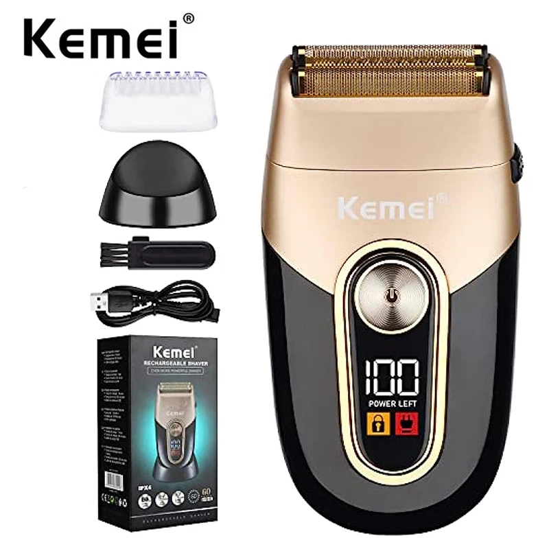 Men Waterproof Cordless Rechargeable Beard Trimmer Razor Reciprocating Barber Precision Trimmer Twin Blade
