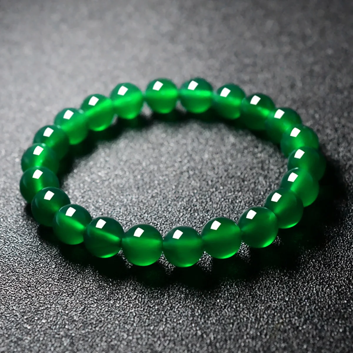 

6/8/10/12/14 mm Round High Quality Natural Green Agates Bracelet Natural Crystal Emeralds Classic Women Bracelet 7A+