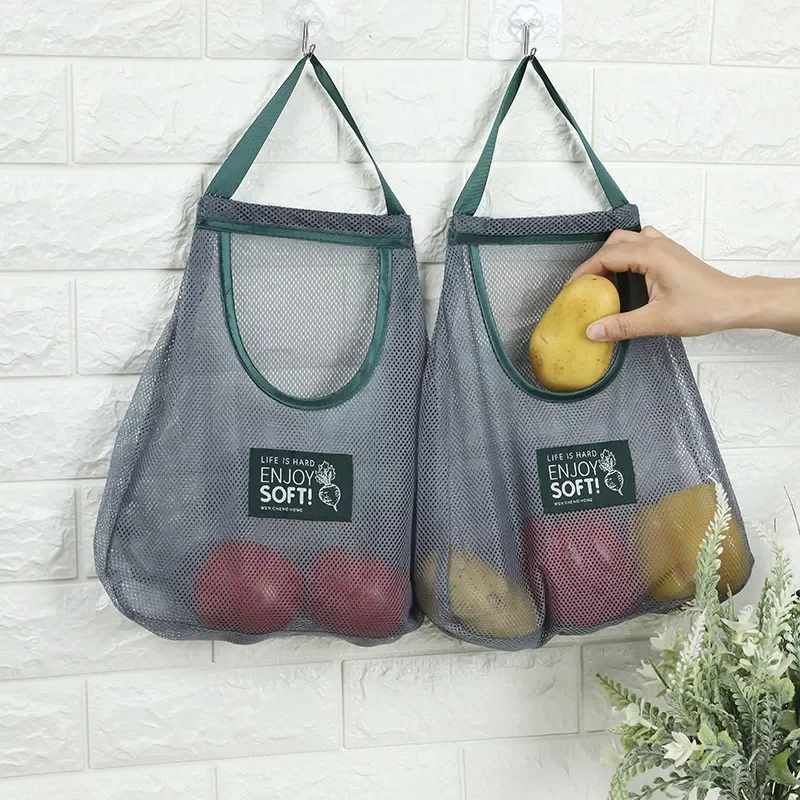 

1PC Reusable Kitchen Vegetable Onion Potato Storage Hanging Bags Hollow Breathable Mesh Kitchen Garlic Ginger Mesh Storage Bags
