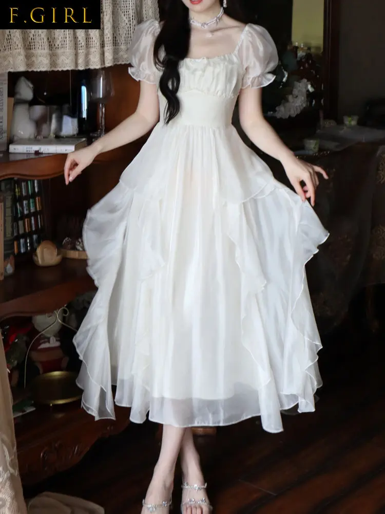 

Женское шифоновое платье-миди с длинным рукавом, однотонное