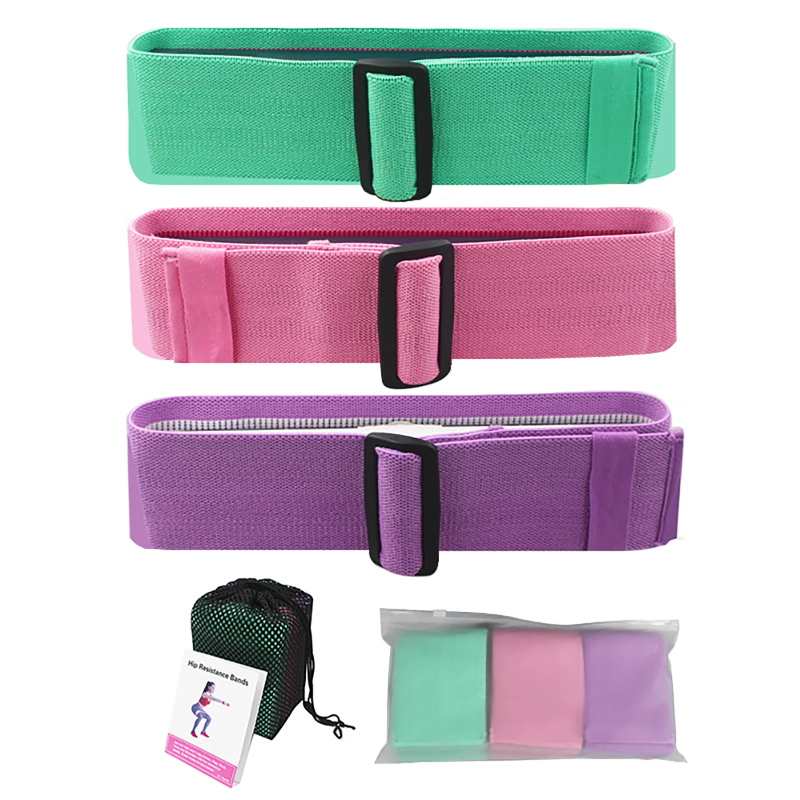 

3pcs/set Deep Squat Yoga Resistance Band Non Slip 3 Levels Home Gym Booty Belt For Hip Leg Shoulder Loop Workout With Bag