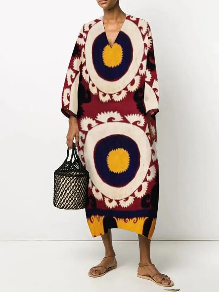 Повседневный кафтан с принтом туника Пляжное Платье Средний Восток
