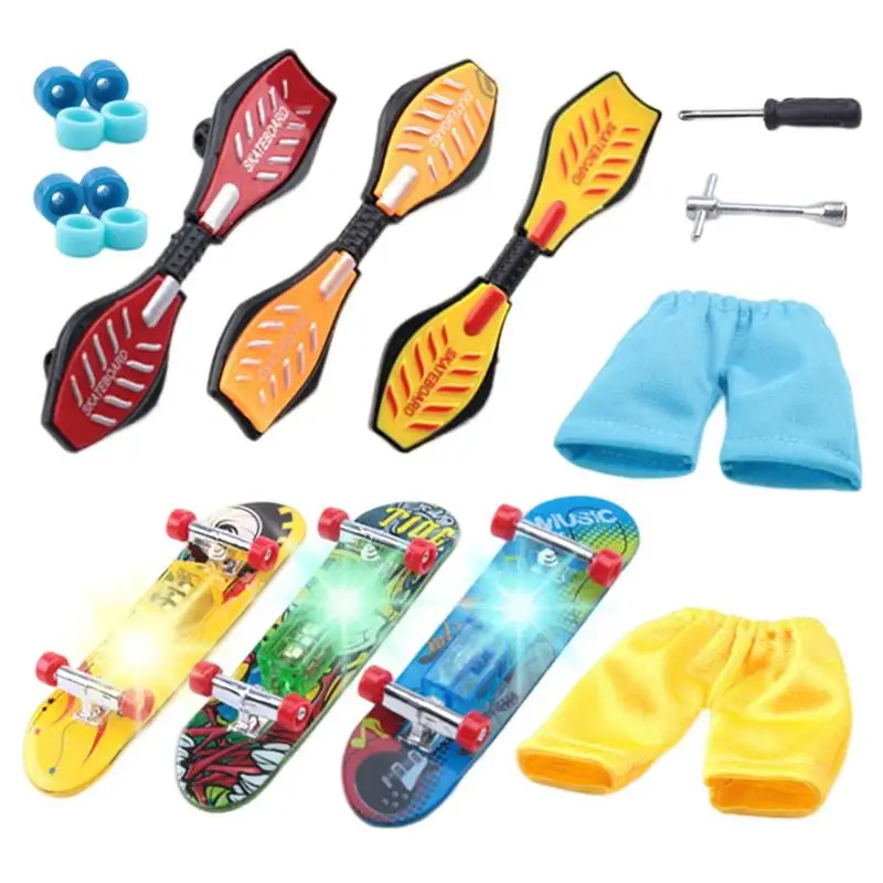 

Mini Skateboards for Fingers Professional Fingertips Fingerboard Toys Portable Mini Light Up Skateboard Teen Party Favors