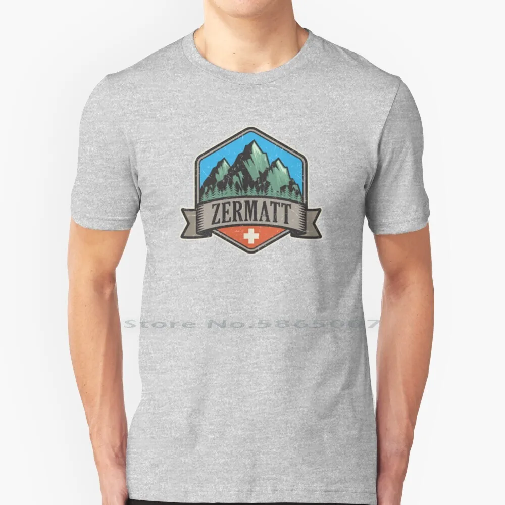 

Zermatt , Switzerland T Shirt 100% Cotton Abstract Adventure Alpe Alps Authentic Hintertux European Switzerland Holiday
