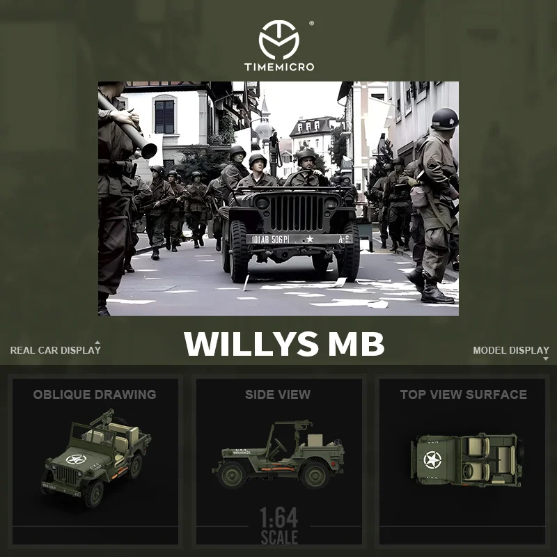 

PreSale TM 1:64 WW2 Willys MB Military Vehicles Alloy Diorama Car Model Collection Miniature Carros Toys Time Micro