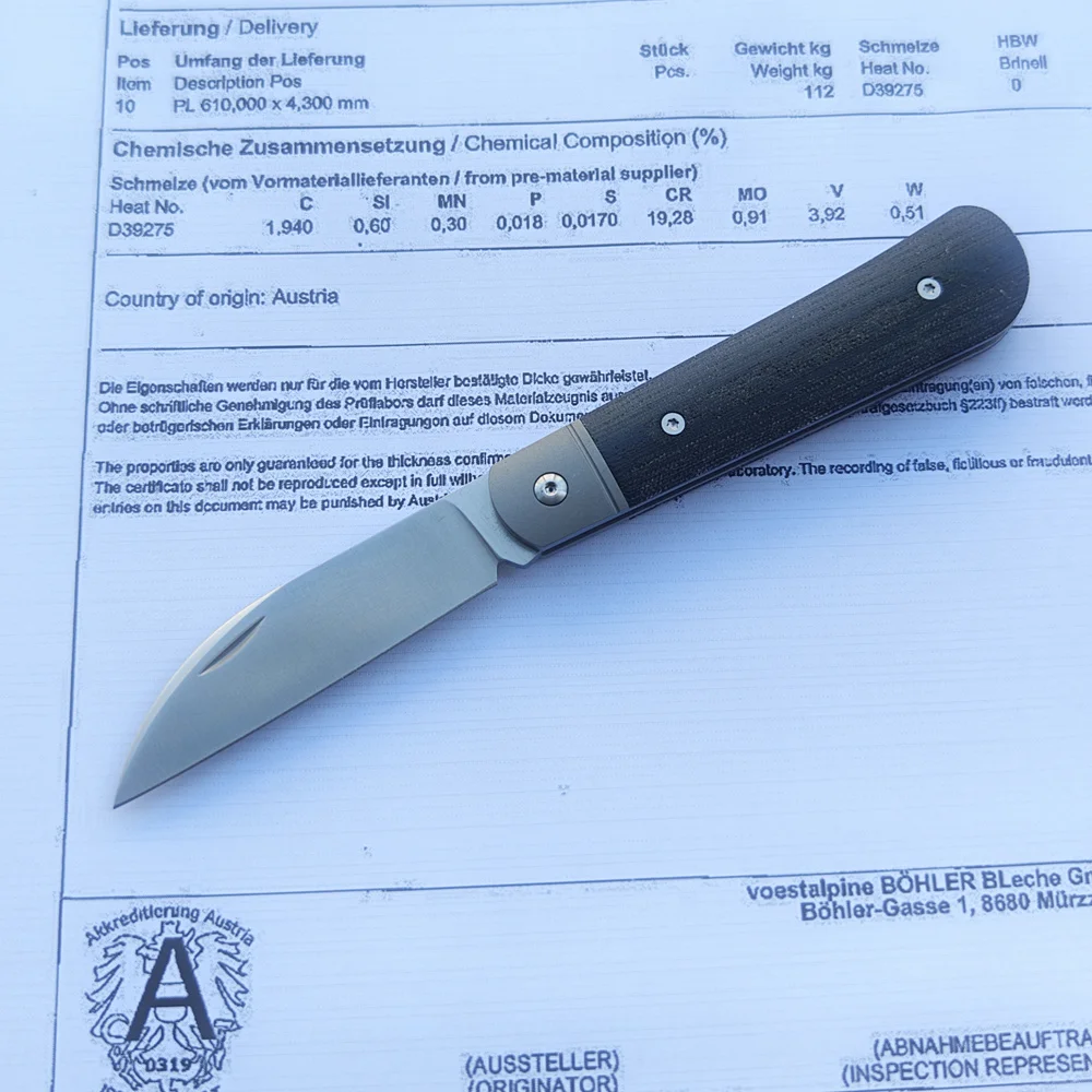 Фото Складной нож JUFULE Real M390 с титановой рукоятью в стиле Jack Wolf и рукоятью из микарты, с разъемным соединением, для кемпинга, хозяйственных нужд и чистки фруктов №2
