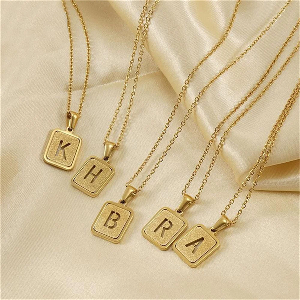 A-Z Pendant Letter Necklace for Men Women Stainless Steel Gold Chain Wholesale Dropshipping Jewelry 18inch Necklace Gifts Men