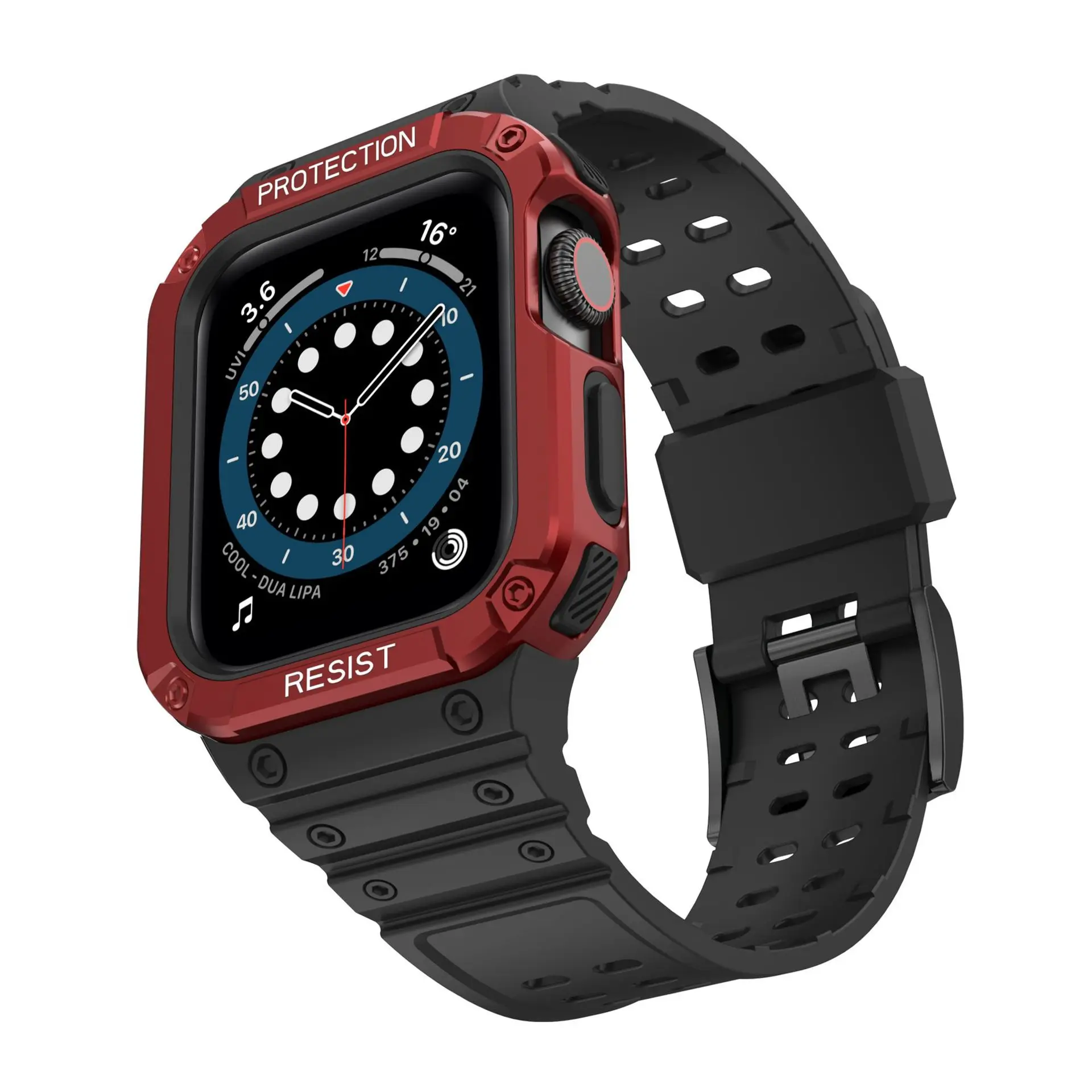 

Suitable for Apple Watch strap series TPU+case anti drop integrated component silicone wristband Apple Watch strap 45mm44mm40mm