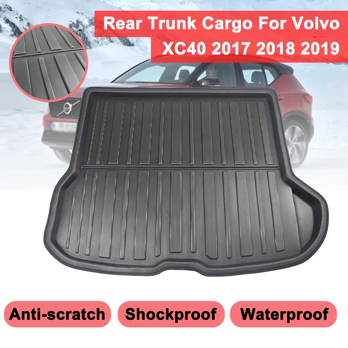 

Rear Trunk Cover Matt Mat Boot Liner Floor Carpet Car Tray Boot Liner Cargo Mud Non-slip For Volvo XC40 2017-2019 Waterproof