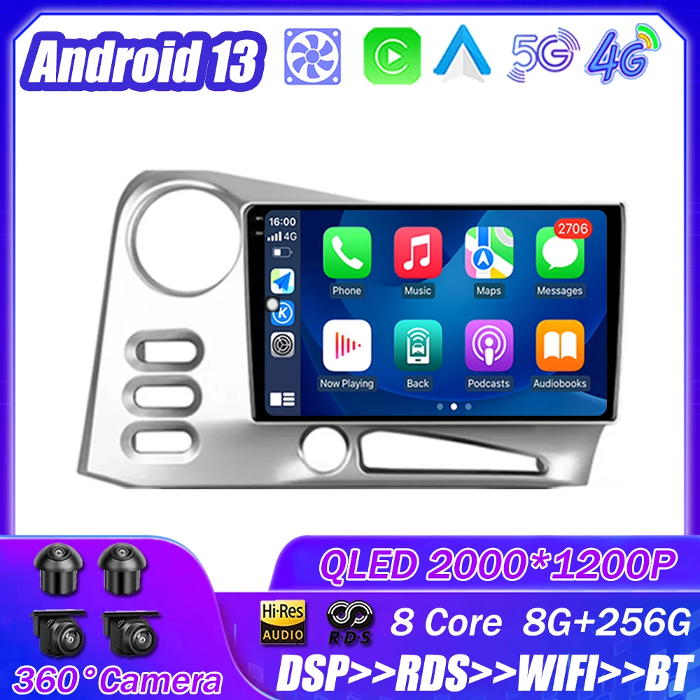 

Android 13 для Toyota Corolla Matrix 2003-2008, автомобильное радио, мультимедийный плеер, навигация, стерео, GPS, автомобильная головка DPS 4G 2Din