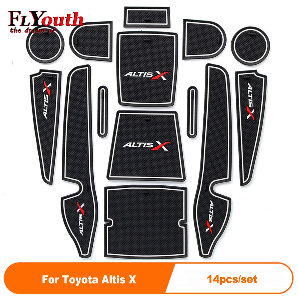 

Car Door Groove Mat For Toyota Altis X 2014 Auto Anti-Slip Cup Mat Non Slip Door Gate Pad Car Accessories 14Pcs/Set