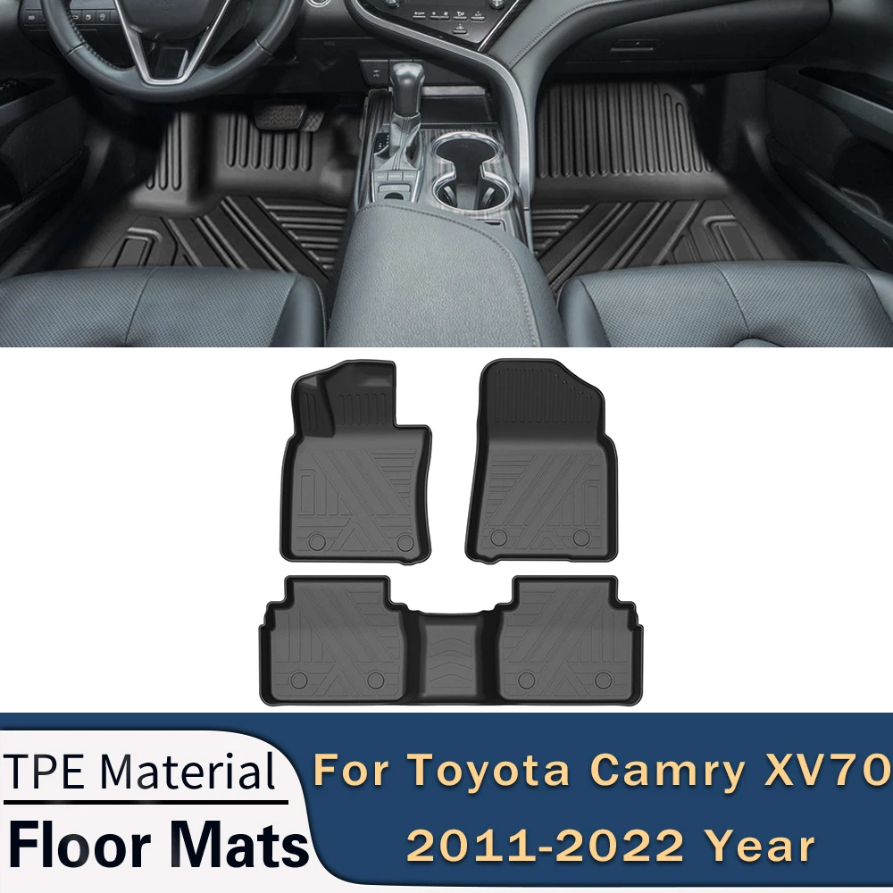 

For Toyota Camry XV50 XV70 2011-2022 Auto Car Floor Mats All-Weather TPE Non-slip Foot Mats Cargo Liner Pad Trunk Tray Carpet
