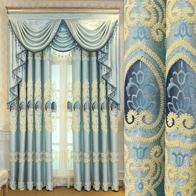 

Luxurious European-style Velvet Embroidered Window Finished Custom Shading Curtains for Living Dining Room Bedroom