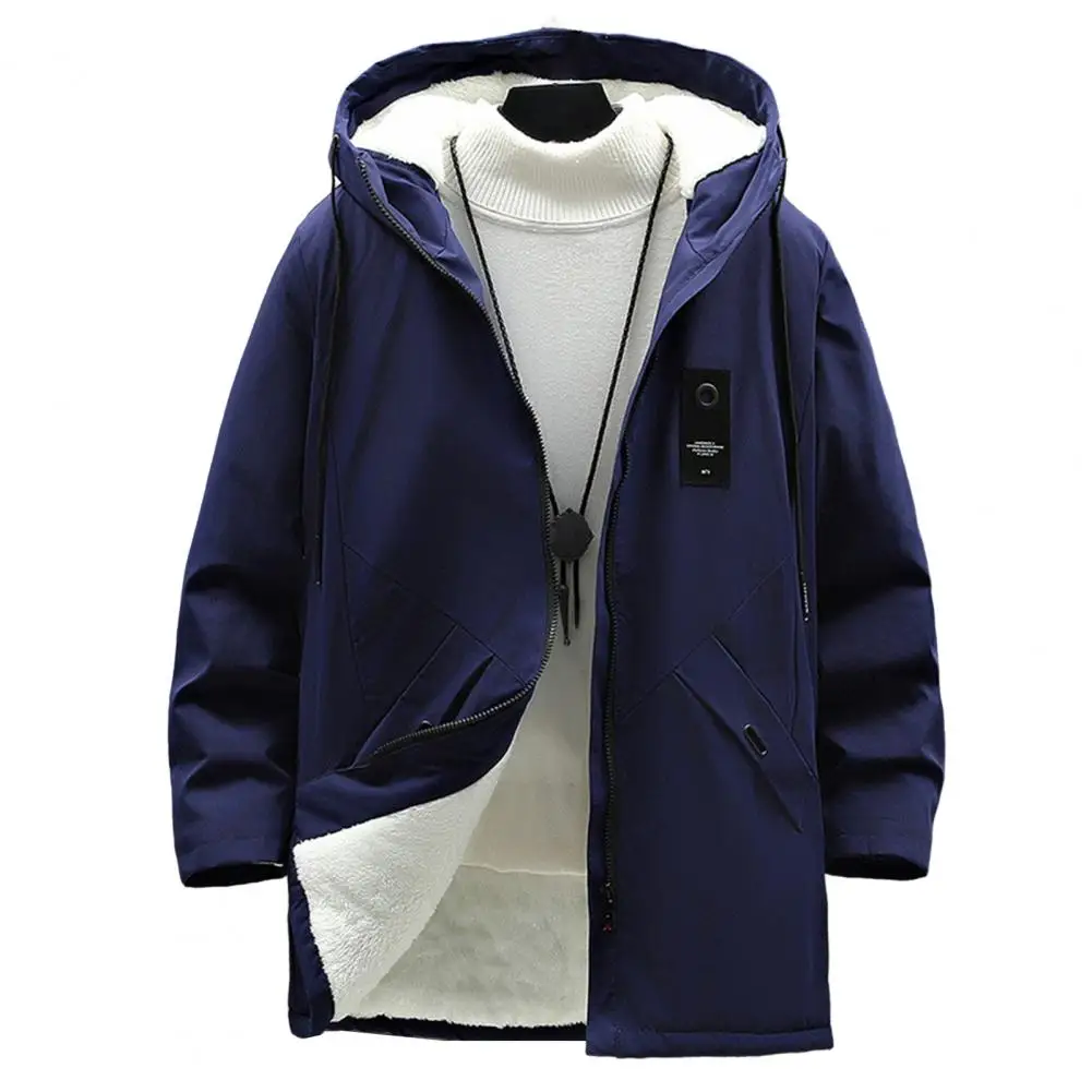 Chic Men Winter Coat Slim Long Coat Hooded Young Style Men Winter Coat  Keep Warm