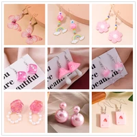 pink color heart rose flower drop earrings for women summer ice cream mushroom butterfly brincos lovely valentines day gifts