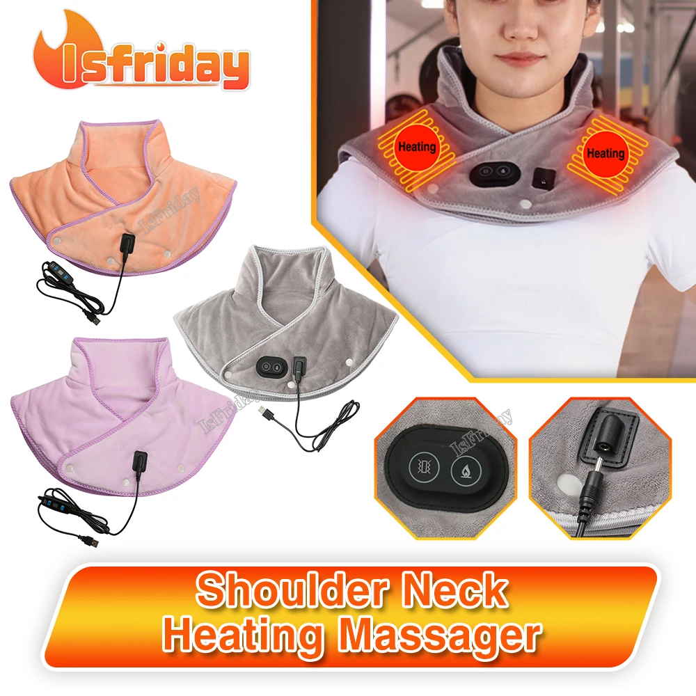 

Электрический массажер для плеч и шеи с подогревом USB, вибрация для шеи, снятие боли, спины, компрессионный инструмент