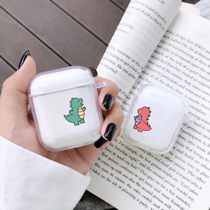 

Cute Cartoon Dinosaur Couple Earphone Case for Apple AirPods 2 1 Soft Clear Protective Cover for Airpods Pro Animal Pattern Case