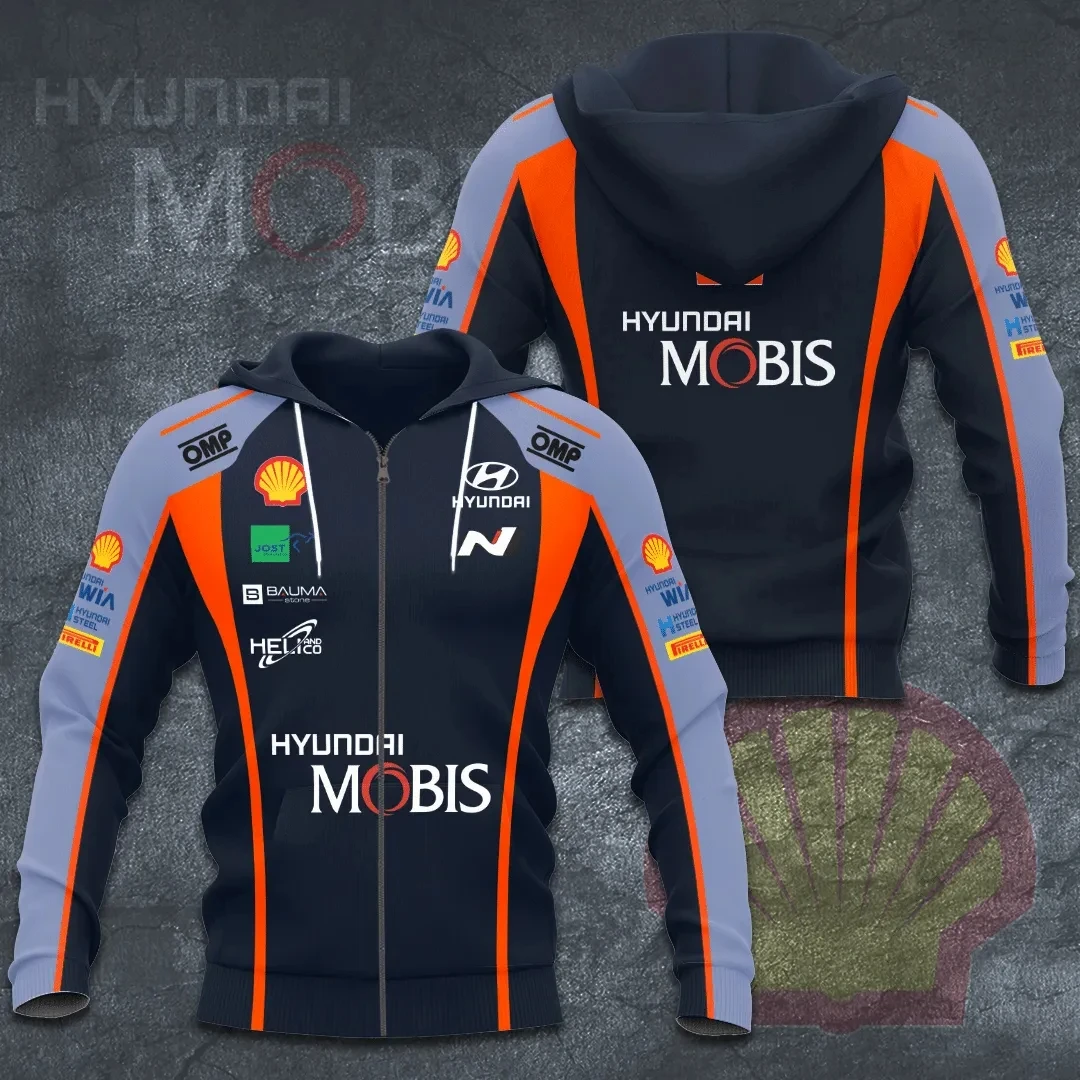 

Men's and women's sportswear, featuring zippers and prints from the WRC Rally Modern Mobis team, spring and autumn casual sports
