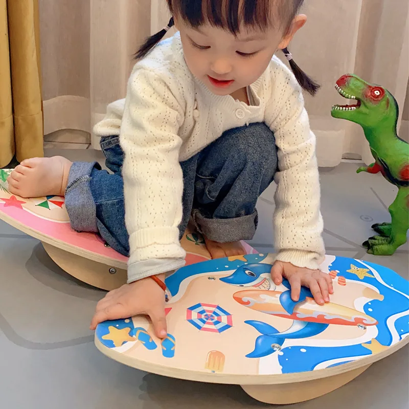 Wooden Balance Board Children Yoga Fitness Equipment Baby Indoor Toys Kid Outdoor Sports Adult Training Toy for 3 4 5 Year Child images - 3