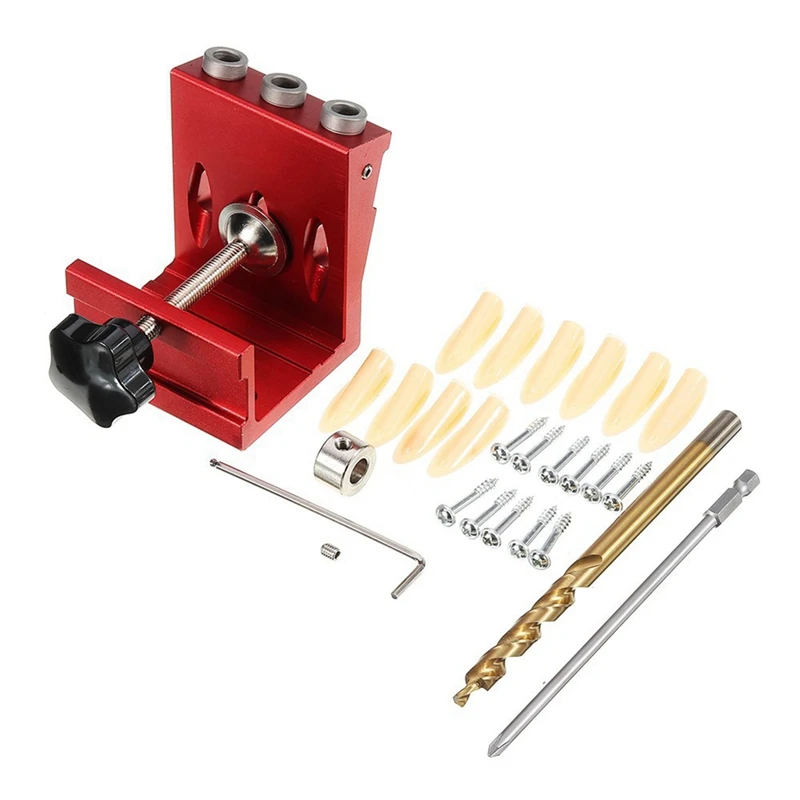 

Three-Hole Oblique Hole Tool Woodworking Oblique Hole Locator Drilling Guide Kit For Drilling Oblique Holes Red