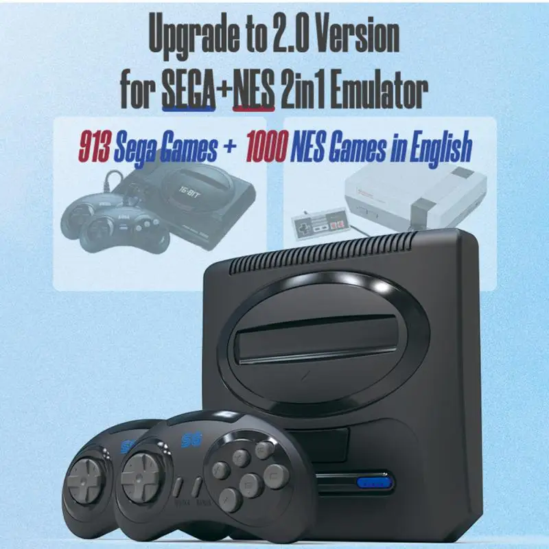 Игровая приставка для Sega Genesis Mega Drive 2 16 бит MD беспроводная Ретро консоль Dendy