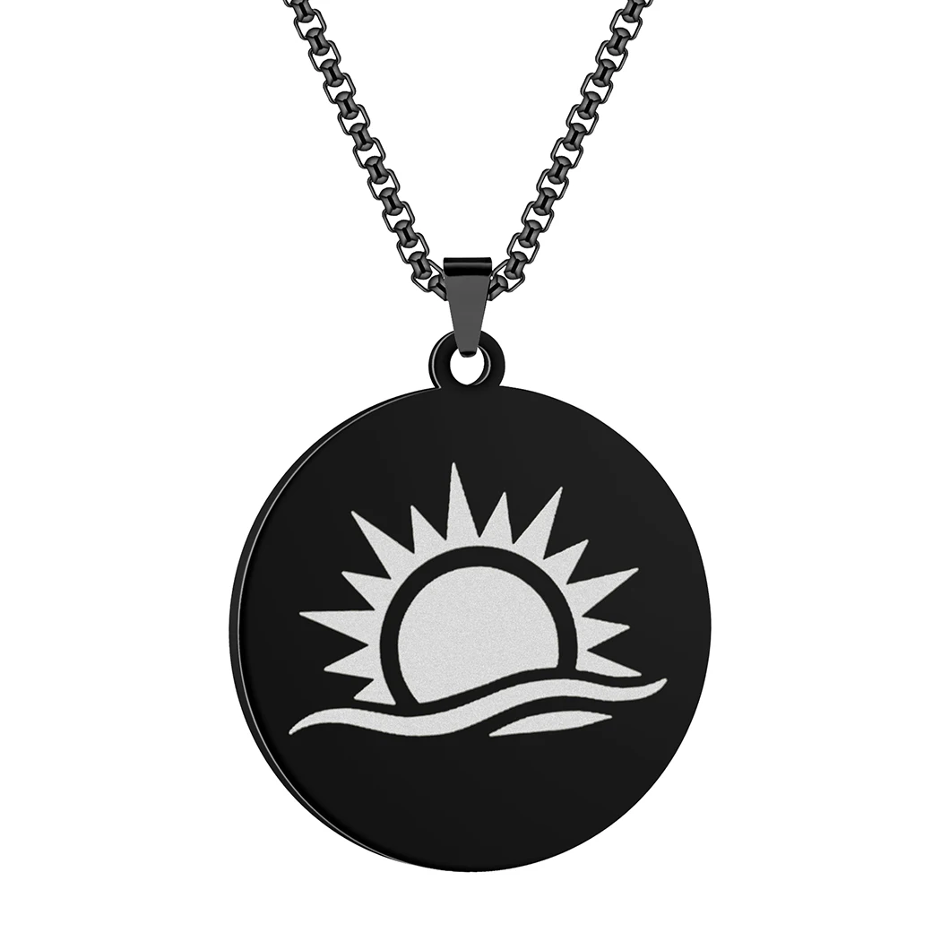 Ожерелье QIMING с подвеской гравировкой солнца и солнечного света для женщин