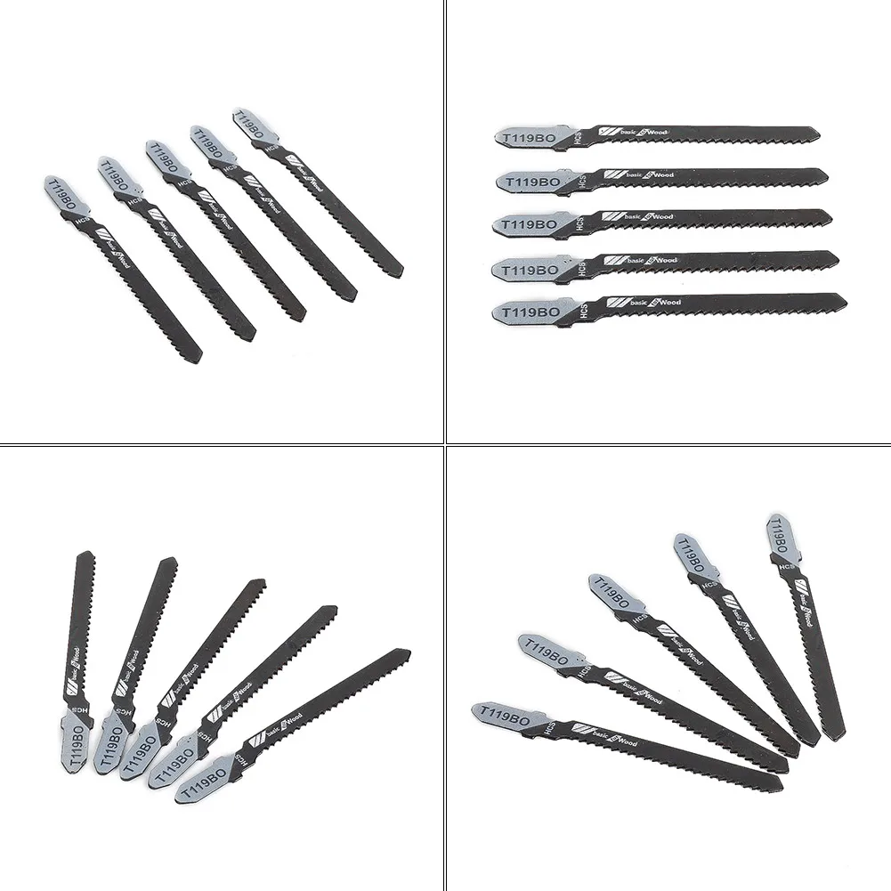 

5pcs Set 3" 12TPI T-Shank Jigsaw Blades T119BO For Tools Wood Cutting Lightweight High Carbon Steel Saw Hand Tools