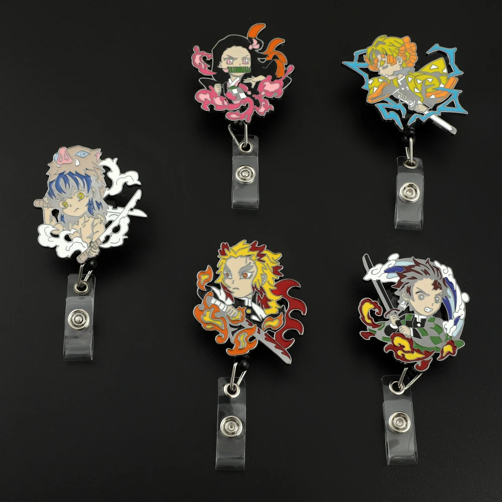 

Demon Slayer Kimetsu No Yaiba Enamel Pin Metal Retractable Pull Badge Reel ID Name Card Student Nurse Chest Cards Clip