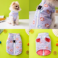 disney 2022 new dog cotton coat cute printed pet vest outdoor warm coat can be pulled four seasons pet clothes