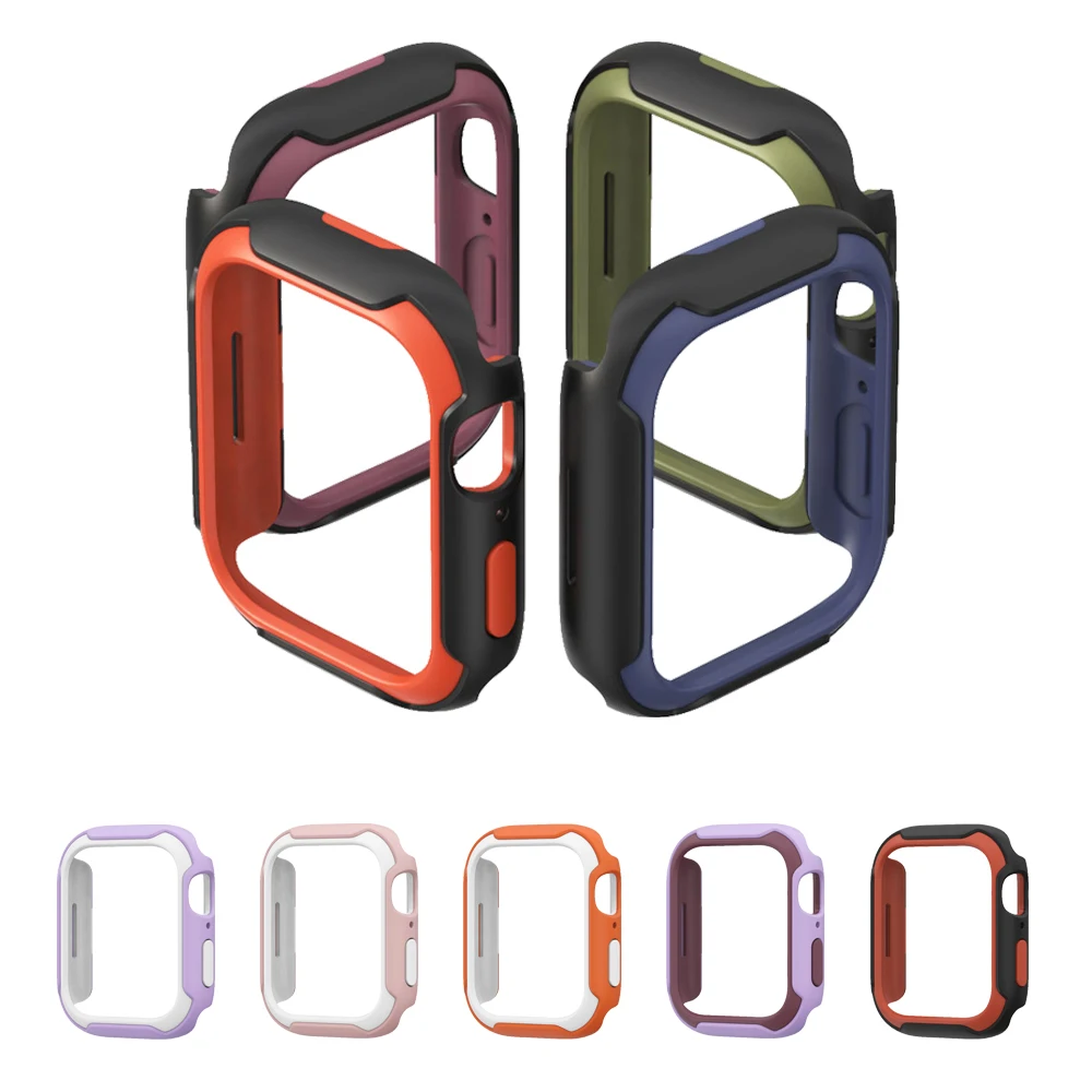 

Matte Bumper Cover for Apple Watch series 7 45mm Flexible TPU+PC apple watch case Protector shell iwatch 7 41mm 45mm Frame Case