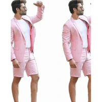 2022 new elegant pink wedding men suit with short pants fashion business terno masculino beach mens summer groom wear suits