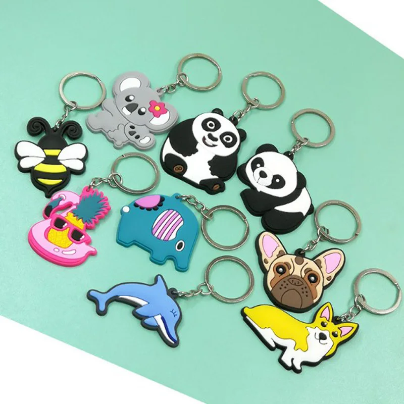 

10 Pcs Car Key Chain Cute Animal Shape Cartoon Pendant Keychain Girls Boy Children School Accessories Creative Plastic Key Ring