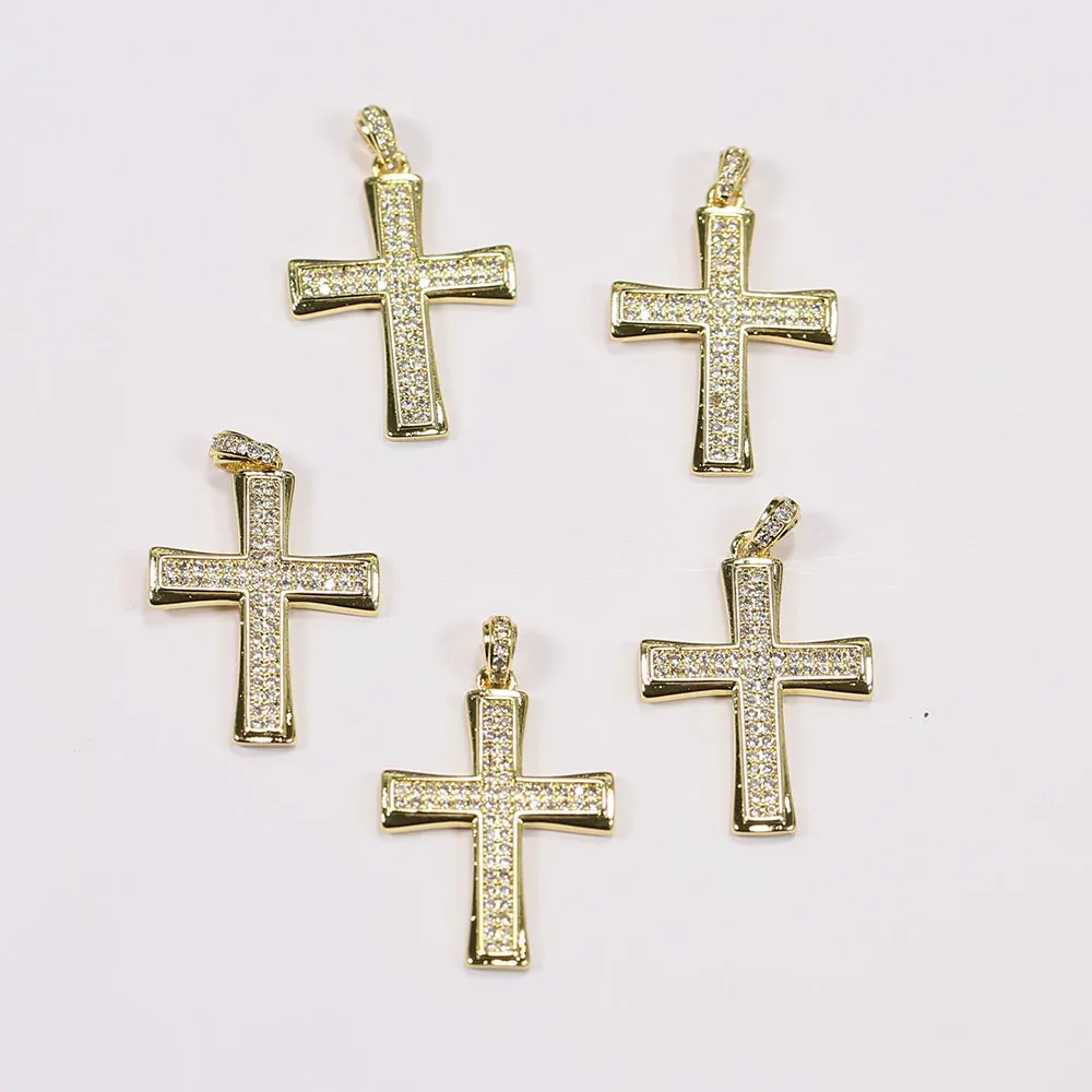 APDGG 5Pcs Natural Micro pave CZ Paved Virgin Mary Crucifix Religious Cross Pendant Charms For Necklace Jewelry Making DIY