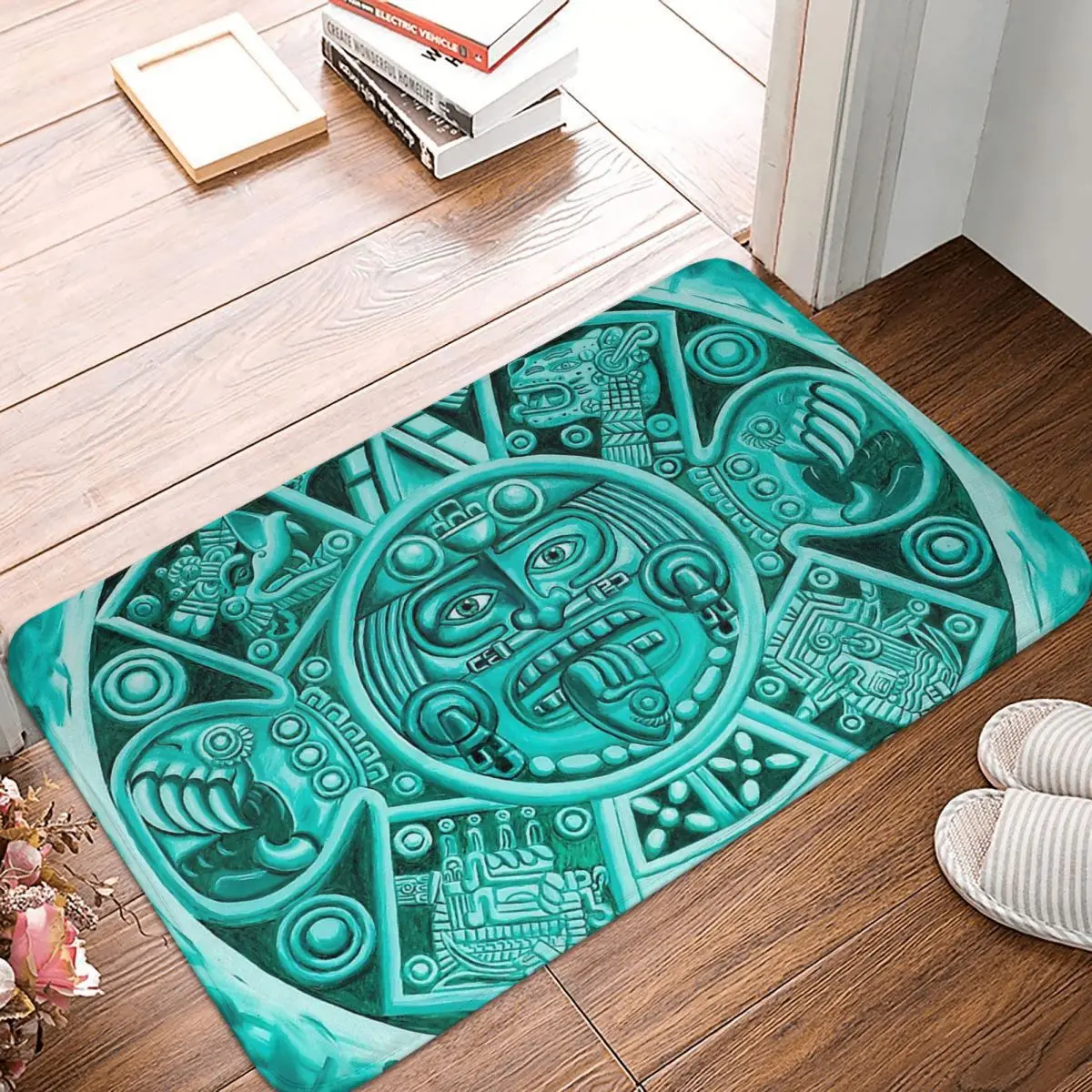 

Mayan Aztec Calendar Bathroom Non-Slip Carpet Center Piece Living Room Mat Welcome Doormat Home Decoration Rug