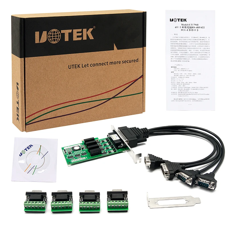 UOTEK Промышленная последовательная карта PCI-E к RS-485 RS-422 PCIE RS485 RS422 4-портовый