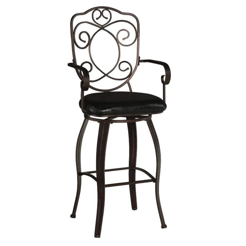 

Linon Jurgens 30" Metal Bar Stool with Swivel, Dark Brown