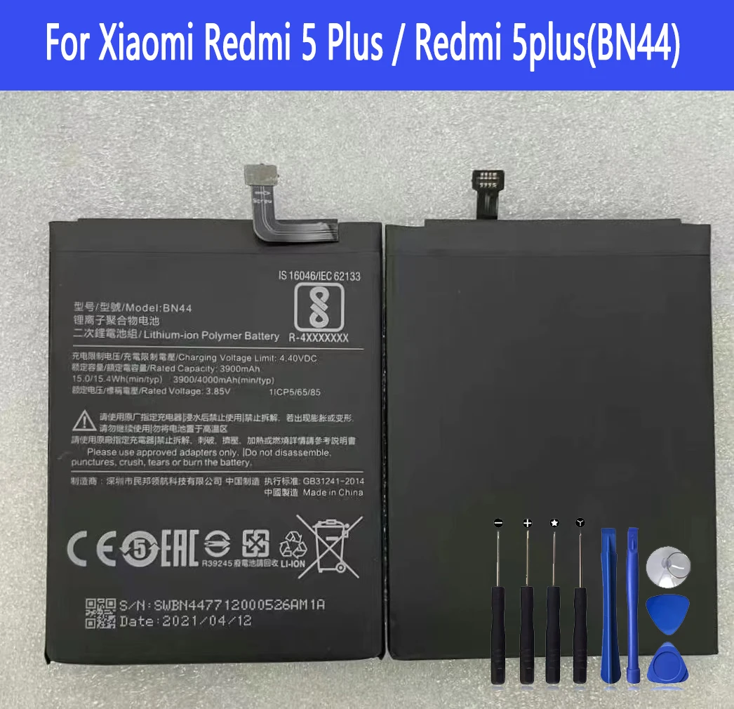 BN44 Battery For Xiaomi Redmi 5 Plus / Redmi 5plus Repair Part Original Capacity Phone Batteries Bateria