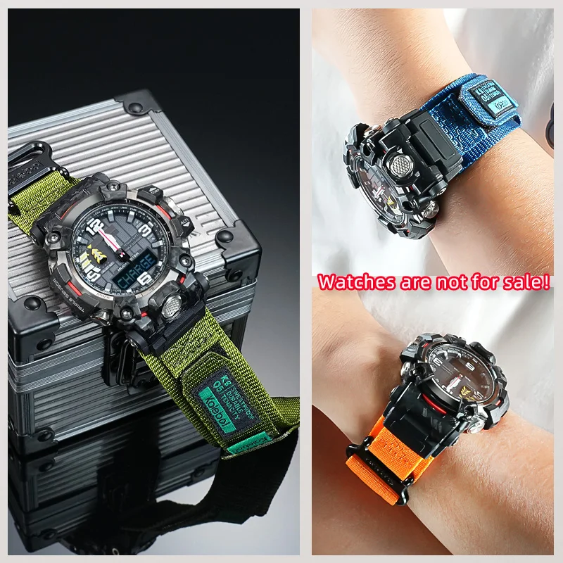 Фото Для Casio 5678 Big Mud King II GWG-2000 GWG-2040 нейлоновый холщовый ремешок для часов, водонепроницаемый браслет 22 мм №4
