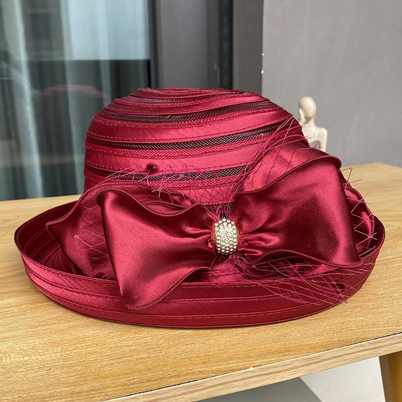 

Women's Wide Brim Organza Sun Hat Elegant Big Bow Kentucky Derby Hat For Women Lady Church Wedding Hat Floppy Summer Beach Cap