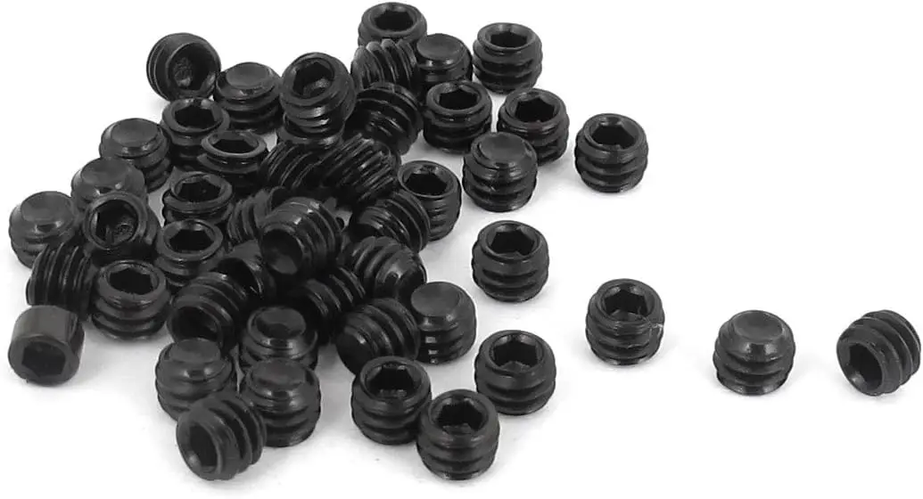 

8#x1/8" Alloy Steel Hex Socket Set Cap Point Grub Screws Black for Towel Rack Door Knob 50pcs