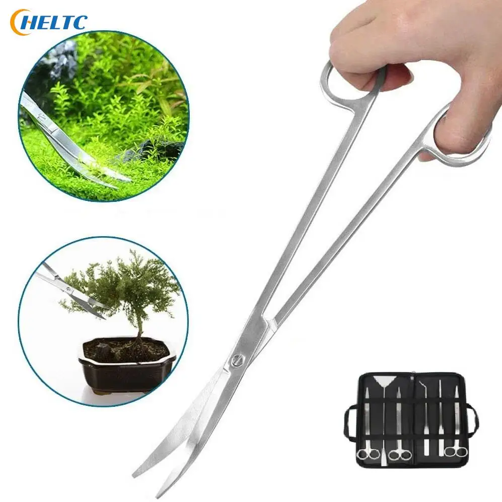 

6 In 1 1Set Aquarium Scissor Tweezers Spatula Tool Kit Aquatic Plants Aquascaping Fish Tank Tweezers Set Aquarium Cleaning Tools