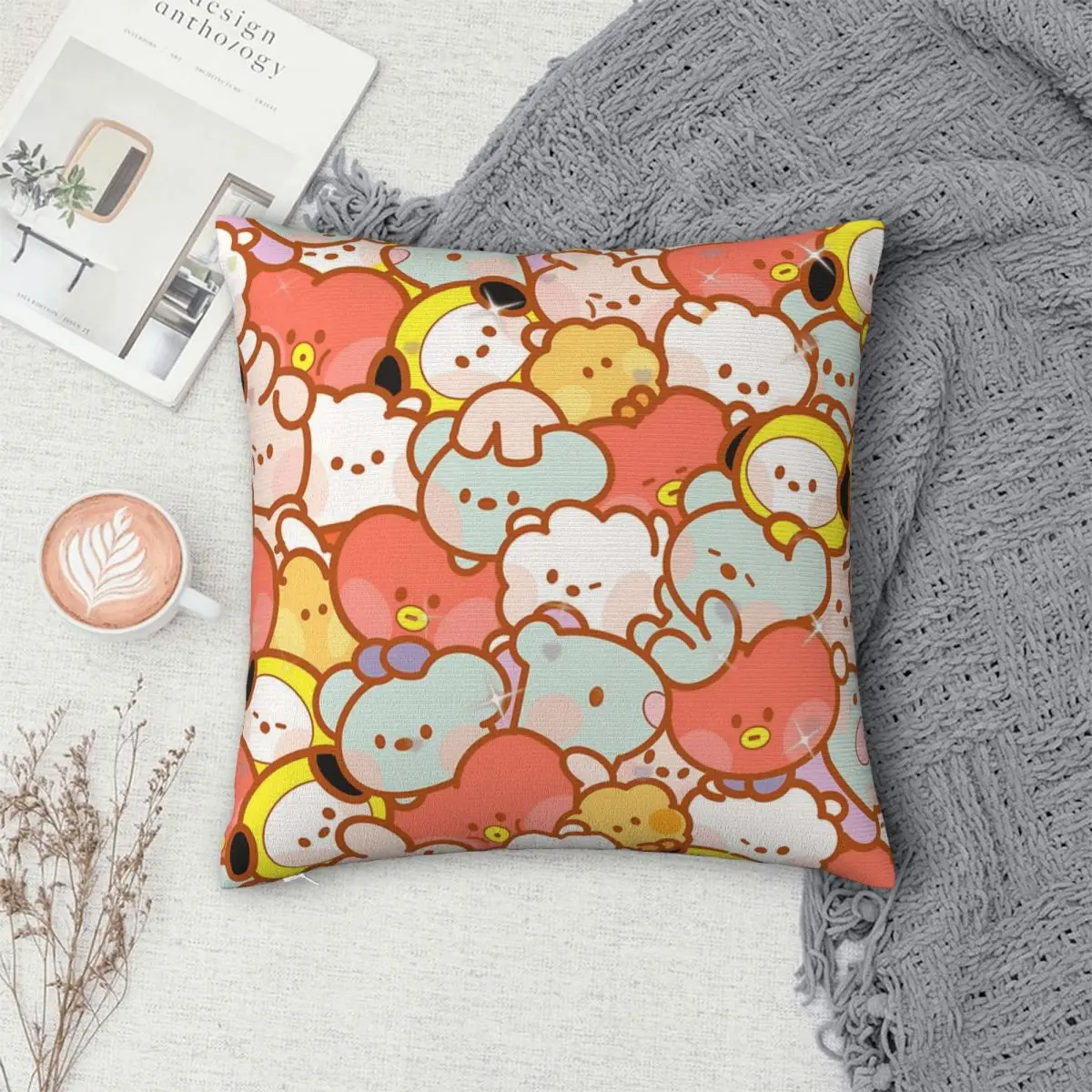 

Baby BT21 Pattern Pillowcase Polyester Pillows Cover Cushion Comfort Throw Pillow Sofa Decorative Cushions Used for Home Bedroom