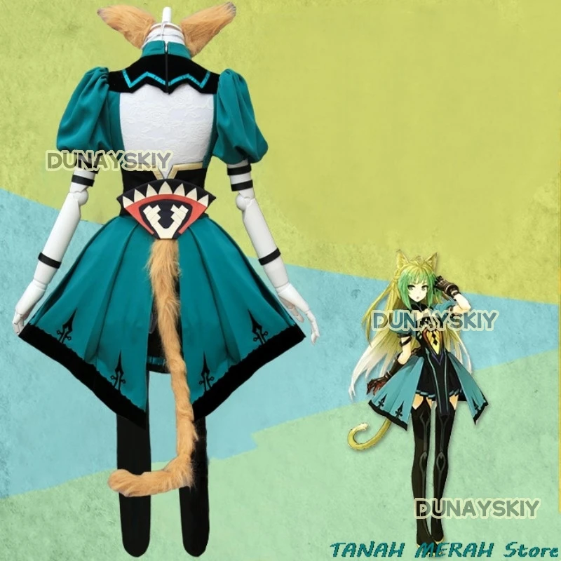 Аниме игра Fate/Apocrypha Grand Order Atalanta косплей костюм лучник парик зеленая юбка униформа