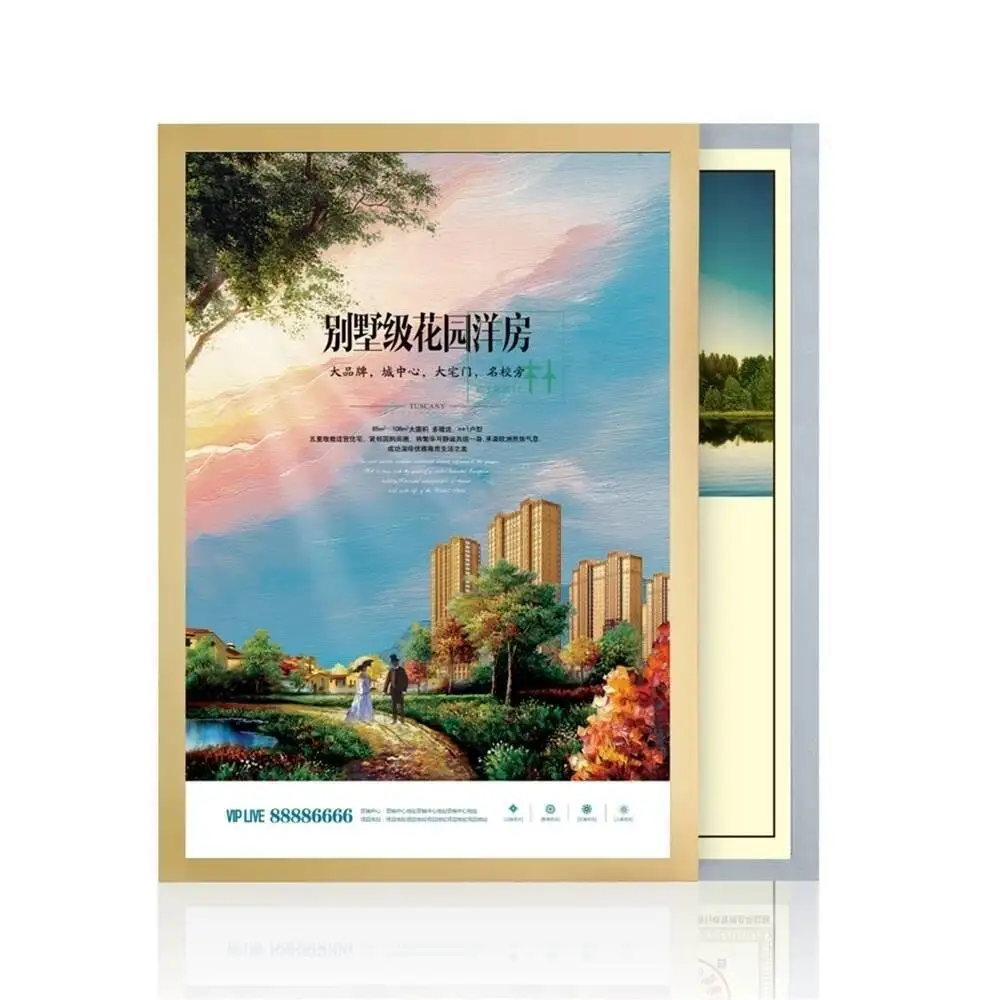 Фото Папка для презентаций, наклейка, витрина для плакатов, A3, магнитный край, настенное крепление, держатель для знака, настенная фоторамка №1
