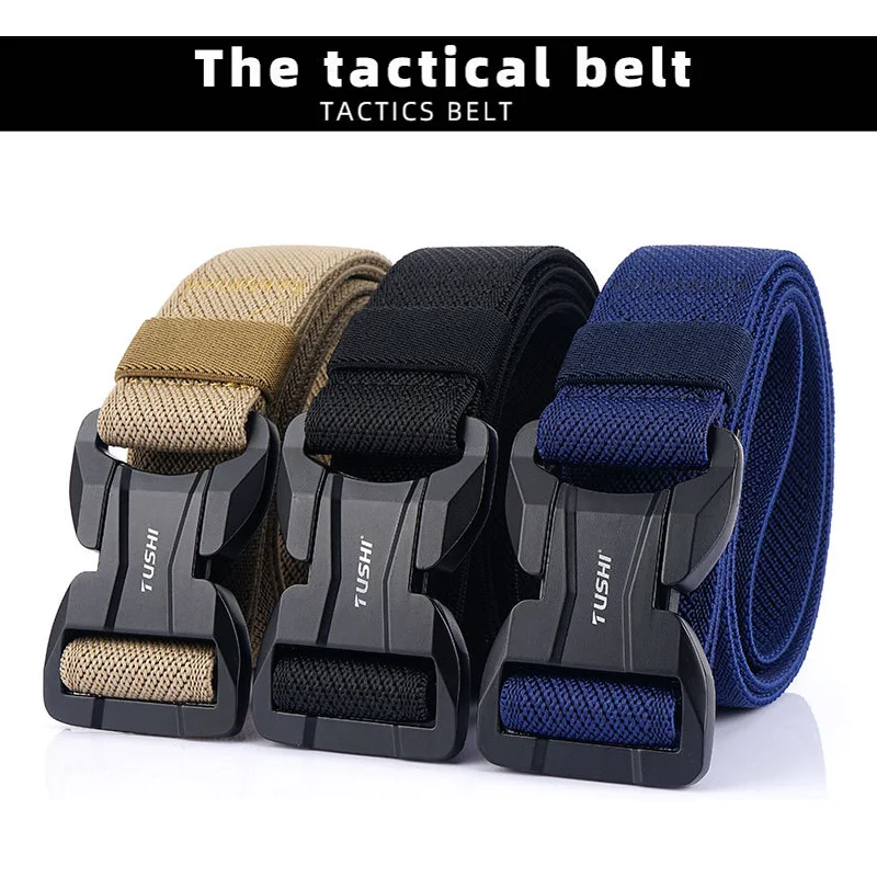Tactical Belt Leisure Belt Quick Dry Elastic For Fishing Hunting Multi Function Alloy Buckle Quick Release Male Waistband