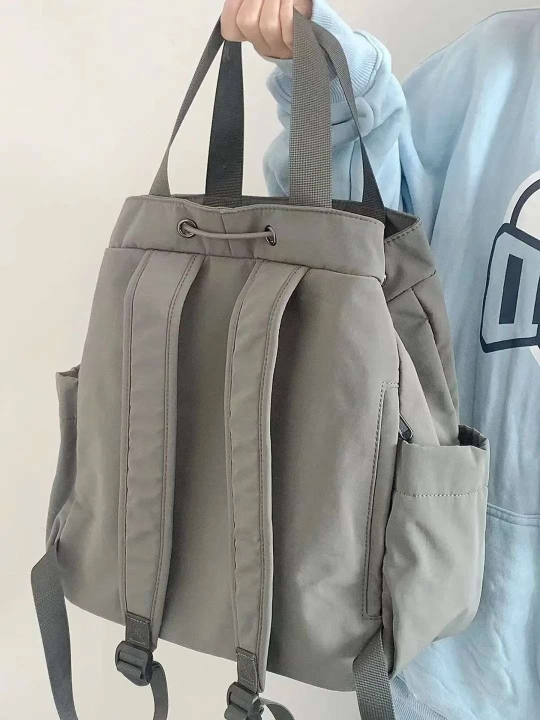 Backpack Large Capacity Sports And Leisure Bag Solid Color Versatile Schoolbag Student Backpack American Commuter Handbag Women