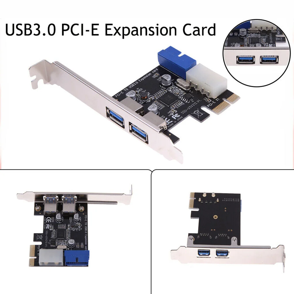 

PCI-E to USB 3 0 Expansion Card 2 Ports 5Gbps External Hub Adapter Board Motherboard Mainboard Parts Accessories