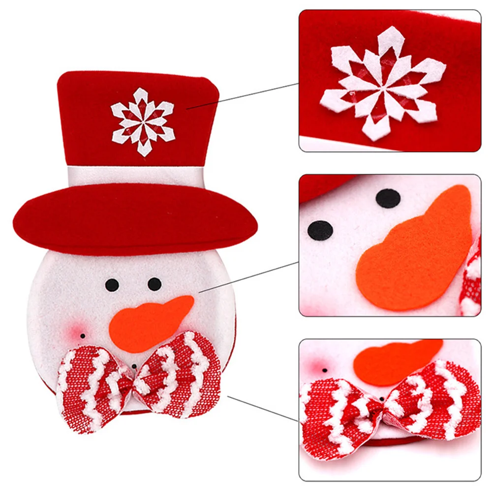 

Christmas Cutlery Holder Silverware Bagfork Snowman Pouch Bags Tableware Cover Holders Party Table Dinner Decor Delicatecandy